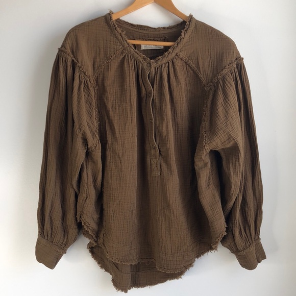 We The Free Tops - We the Free boho peasant crinkled cotton blouse